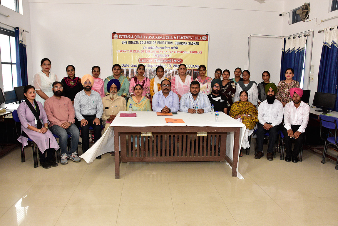 Mega Campus Placement Drive at G.H.G. Khalsa College of

Education, Gurusar Sadhar