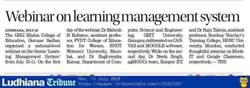 WEBINAR ON LEARNING LEARNING MANAGEMENT 