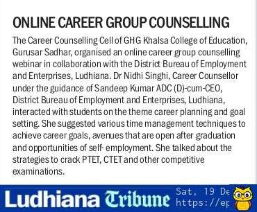 ONLINE CAREER GROUP COUNSELLING