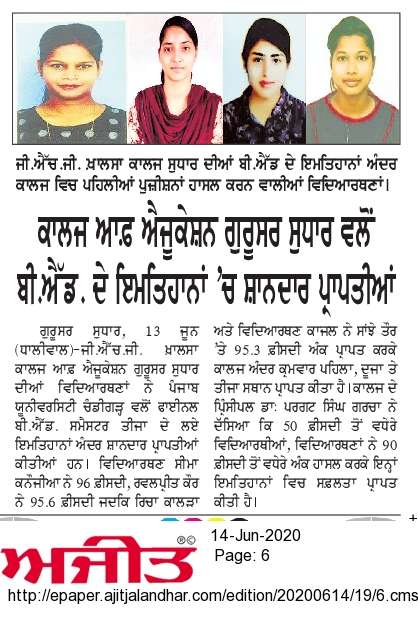B.Ed RESULT